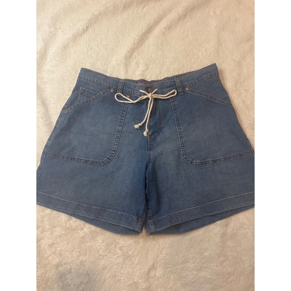 Gloria Vanderbilt Denim Shorts Women 14P Blue Excellent‎ Rope Drawstring Utility